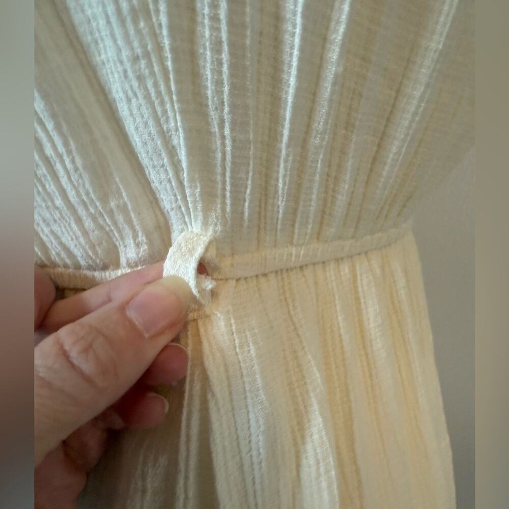 Mne Women's S Fairy Cream Sheer Crochet Sleeveless Lightweight Crinkle Dress - Picture 5 of 10